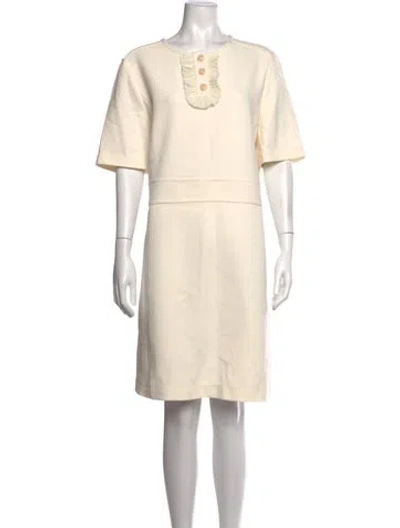 Pre-owned Tory Burch Crew Neck Knee-length Dress In Neutrals