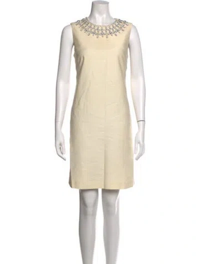 Pre-owned Tory Burch Crew Neck Knee-length Dress In Neutrals