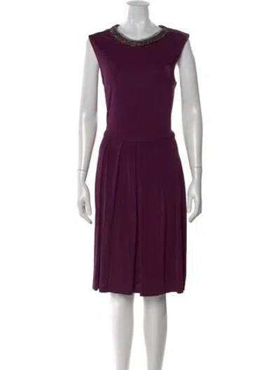 Pre-owned Tory Burch Crew Neck Knee-length Dress In Purple