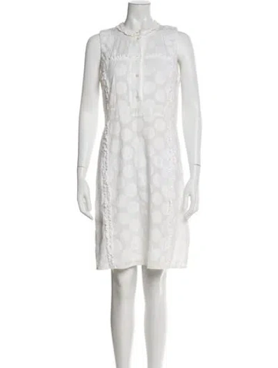 Pre-owned Tory Burch Crew Neck Knee-length Dress In White