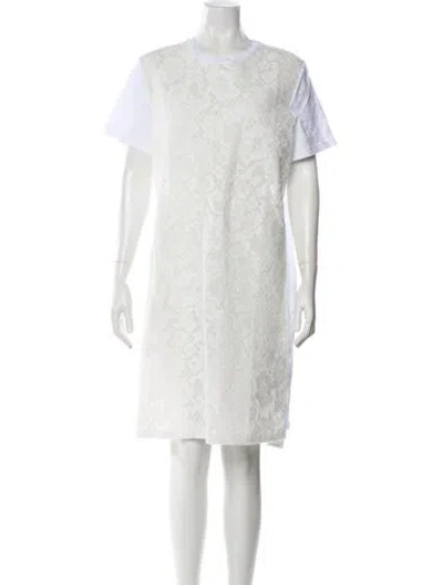 Pre-owned Tory Burch Crew Neck Knee-length Dress In White