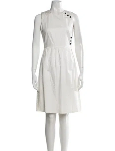 Pre-owned Tory Burch Crew Neck Knee-length Dress In White