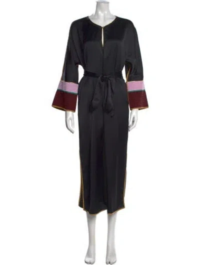 Pre-owned Tory Burch Crew Neck Long Dress In Black