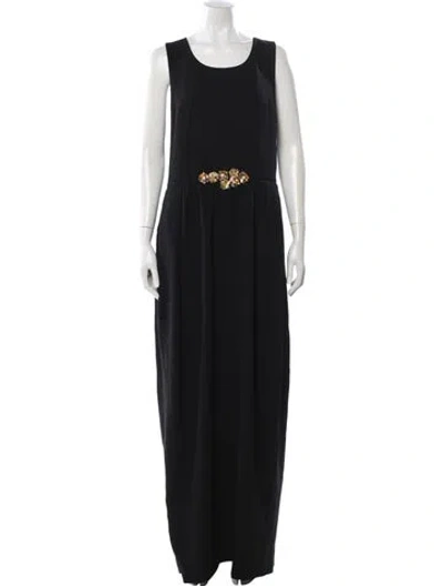 Pre-owned Tory Burch Crew Neck Long Dress In Blue