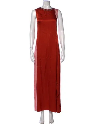 Pre-owned Tory Burch Crew Neck Long Dress In Multi