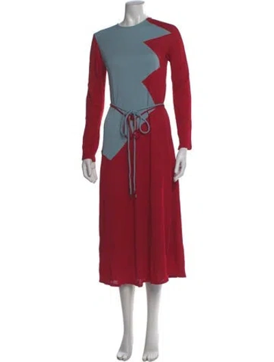 Pre-owned Tory Burch Crew Neck Long Dress In Red