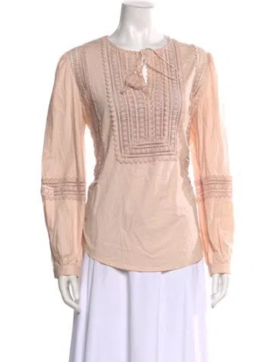 Pre-owned Tory Burch Crew Neck Long Sleeve Blouse In Pink