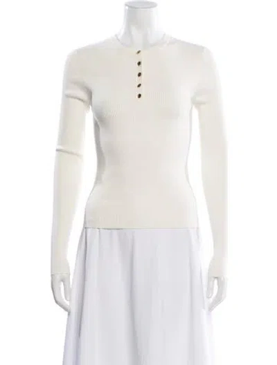Pre-owned Tory Burch Crew Neck Long Sleeve Polo In Neutral