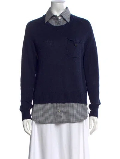 Pre-owned Tory Burch Crew Neck Long Sleeve Sweatshirt In Blue