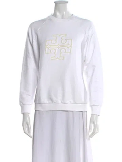 Pre-owned Tory Burch Crew Neck Long Sleeve Sweatshirt In White