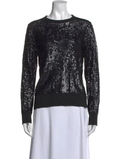 Pre-owned Tory Burch Crew Neck Long Sleeve Top In Black