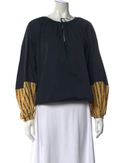 Pre-owned Tory Burch Crew Neck Long Sleeve Top In Black