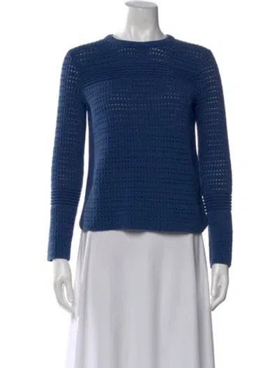 Pre-owned Tory Burch Crew Neck Long Sleeve Top In Blue