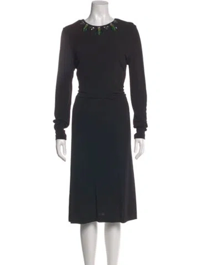 Pre-owned Tory Burch Crew Neck Midi Length Dress In Black