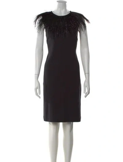 Pre-owned Tory Burch Crew Neck Midi Length Dress In Black
