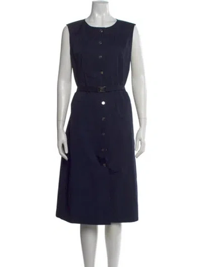 Pre-owned Tory Burch Crew Neck Midi Length Dress In Blue