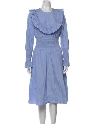 Pre-owned Tory Burch Crew Neck Midi Length Dress In Blue