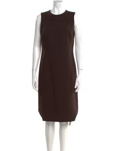 Pre-owned Tory Burch Crew Neck Midi Length Dress In Brown