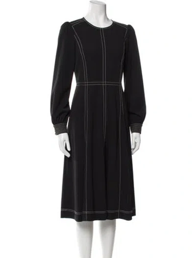 Pre-owned Tory Burch Crew Neck Midi Length Dress In Gray