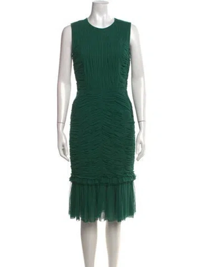 Pre-owned Tory Burch Crew Neck Midi Length Dress In Green