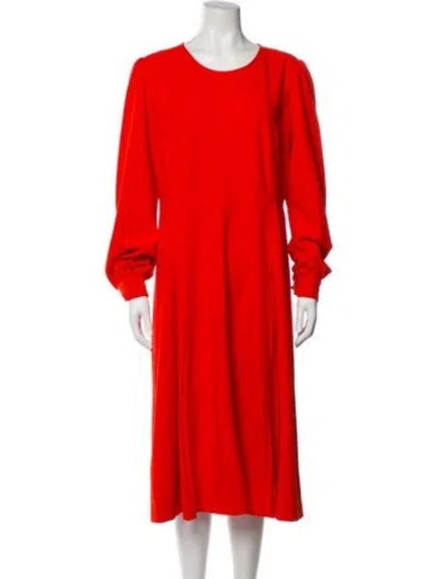 Pre-owned Tory Burch Crew Neck Midi Length Dress In Orange