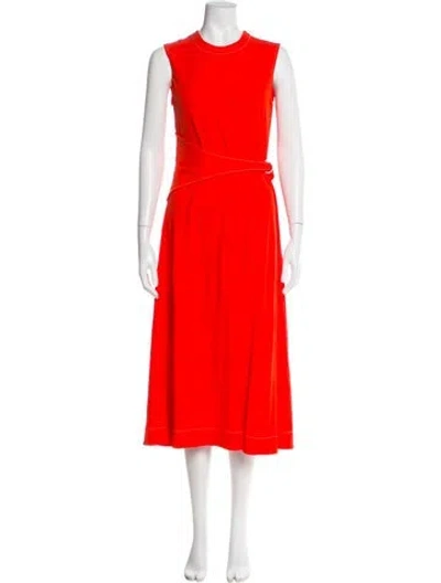 Pre-owned Tory Burch Crew Neck Midi Length Dress W/ Tags In Red