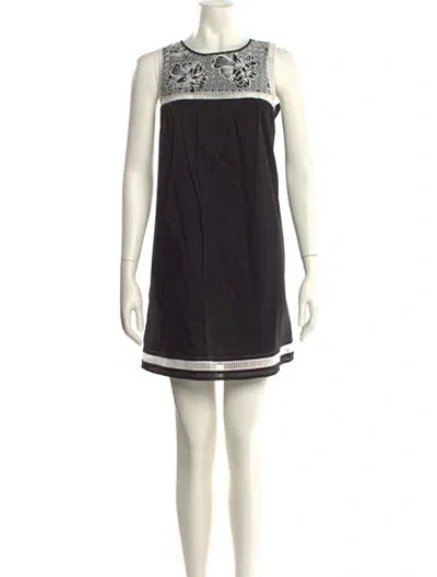 Pre-owned Tory Burch Crew Neck Mini Dress In Black