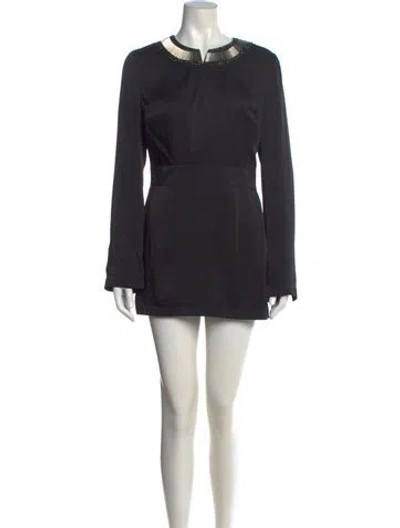 Pre-owned Tory Burch Crew Neck Mini Dress In Black