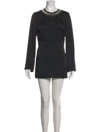 Pre-owned Tory Burch Crew Neck Mini Dress In Black