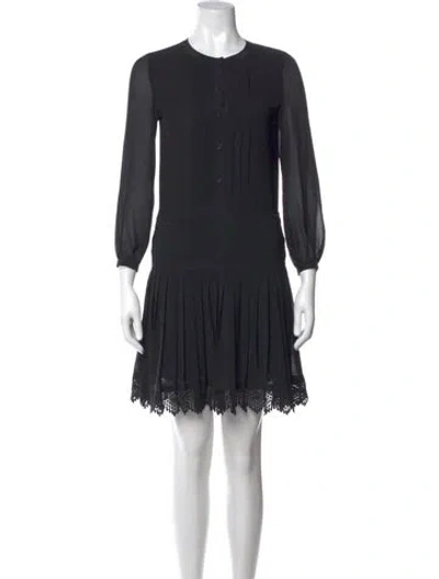 Pre-owned Tory Burch Crew Neck Mini Dress In Black