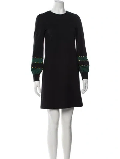 Pre-owned Tory Burch Crew Neck Mini Dress In Black