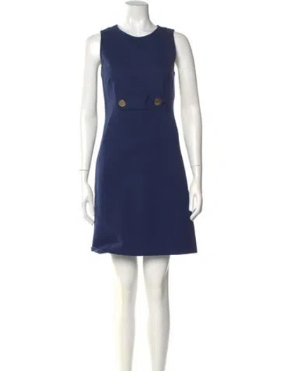 Pre-owned Tory Burch Crew Neck Mini Dress In Blue
