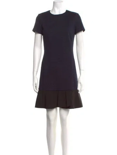 Pre-owned Tory Burch Crew Neck Mini Dress In Blue