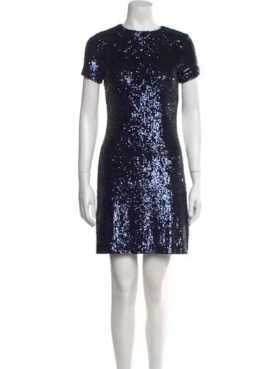 Pre-owned Tory Burch Crew Neck Mini Dress In Blue