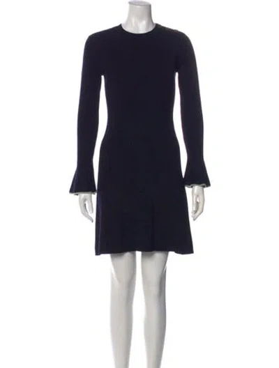 Pre-owned Tory Burch Crew Neck Mini Dress In Blue