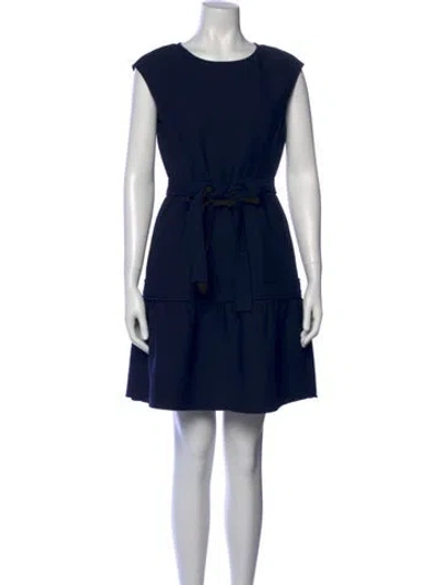 Pre-owned Tory Burch Crew Neck Mini Dress In Blue