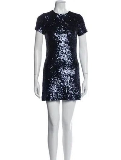 Pre-owned Tory Burch Crew Neck Mini Dress In Blue
