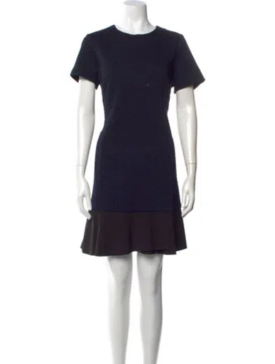 Pre-owned Tory Burch Crew Neck Mini Dress In Blue