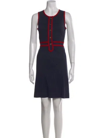Pre-owned Tory Burch Crew Neck Mini Dress In Blue