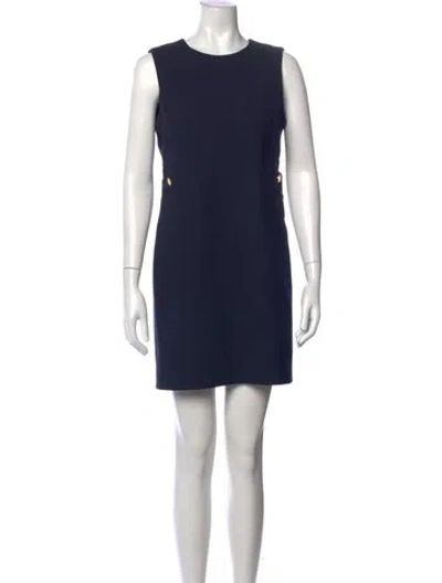 Pre-owned Tory Burch Crew Neck Mini Dress In Blue