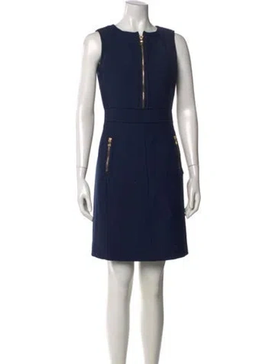 Pre-owned Tory Burch Crew Neck Mini Dress In Blue
