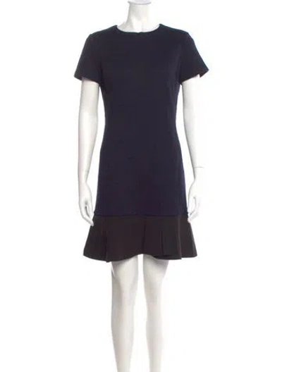 Pre-owned Tory Burch Crew Neck Mini Dress In Blue