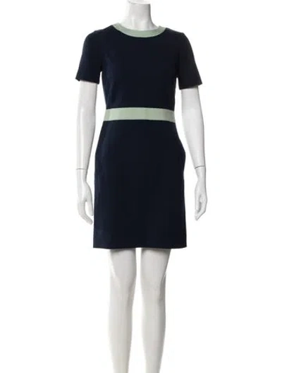 Pre-owned Tory Burch Crew Neck Mini Dress In Blue