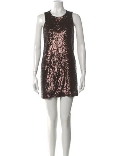 Pre-owned Tory Burch Crew Neck Mini Dress In Brown