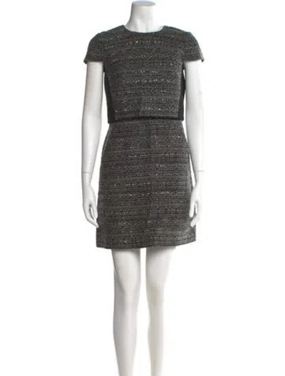 Pre-owned Tory Burch Crew Neck Mini Dress In Gray