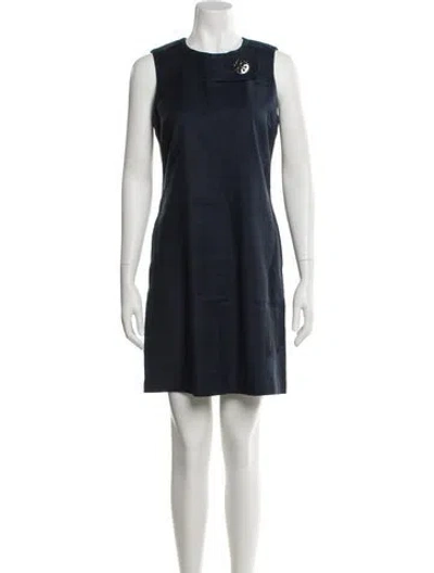 Pre-owned Tory Burch Crew Neck Mini Dress In Gray