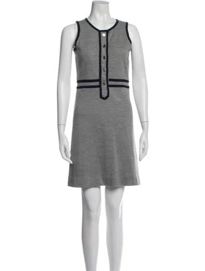 Pre-owned Tory Burch Crew Neck Mini Dress In Gray