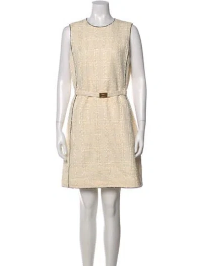 Pre-owned Tory Burch Crew Neck Mini Dress In Neutral