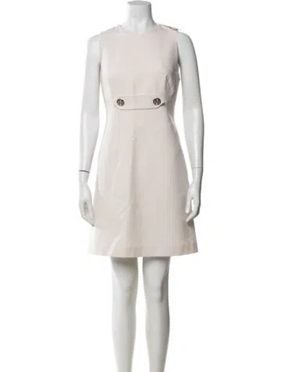 Pre-owned Tory Burch Crew Neck Mini Dress In Neutrals