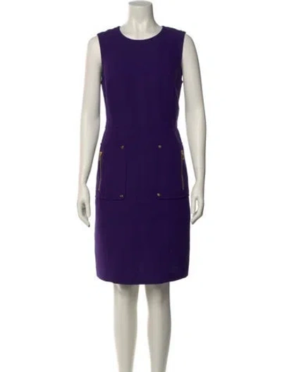 Pre-owned Tory Burch Crew Neck Mini Dress In Purple